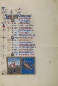 Página del calendario para octubre; Siembra; Escorpio de Master of the Lee Hours