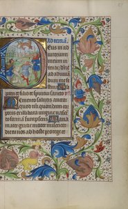 Inicial D: La Anunciación a los pastores de Master of the Lee Hours