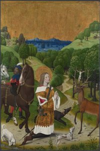 La conversión de San Huberto. Contraventana del retablo de Werden, ca 1485 de Master of the Life of the Virgin