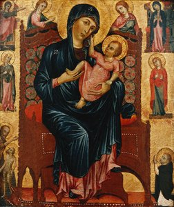 La Madonna y Cristo entronizados con santos de Master of the Magdalen