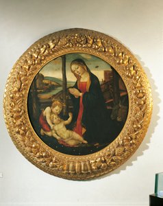 Madonna y el Niño con San Juan de Master of the Miller Tondo (attr. to)