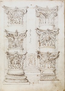 Seis capiteles, una lesena y dos bases de columna, c. 1512-1517 de Master of the Oxford Album