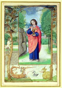 San Juan Evangelista, de un libro de Horas de Master of the Prayerbook