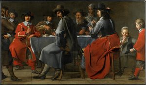 Reunión de jugadores con un músico de zanfona, c.1660 de Master of the Processions