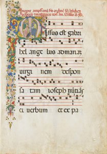 Hoja de manuscrito con San Juan Evangelista y San Juan Bautista, segunda mitad del siglo XV de Master of the Riccardiana Lactantius