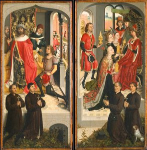 El mensajero de Abner ante David, La reina de Saba trayendo regalos a Salomón, ca. 1480 de Master of the Saint Barbara Legend