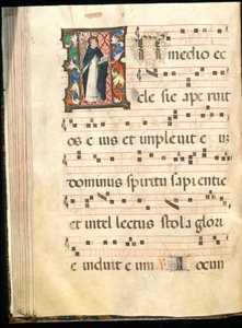 Folio de un gradual, finales del siglo XV (tinta, témpera y pan de oro sobre pergamino) de Master of the Saluces Hours (attr. to)