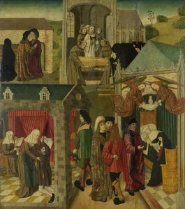 Santa Isabel de Hungría atendiendo a los enfermos en Marburgo, Muerte de Santa Isabel, ala interior derecha de un retablo realizado para la Grote Kerk de Dordrecht de Master of the St Elizabeth Panels