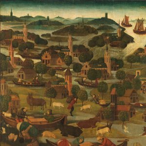 La inundación del día de Santa Isabel
Exterior del ala derecha de un retablo que representa la inundación del día de Santa Isabel, 18 y 19 de noviembre de 1421, con la ruptura del dique de Wieldrecht de Master of the St Elizabeth Panels