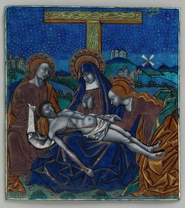 Panel de tríptico con Pietá, francés, siglo XV-XVI