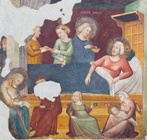 Nacimiento del Bautista, primera mitad del siglo XIV (fresco aislado) de Master of the Urbino Coronation