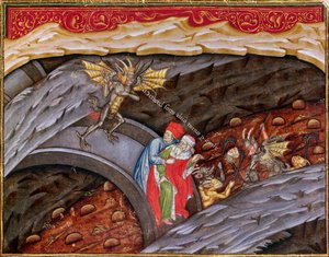 Ms 2017 f.245 El Infierno de Dante con un comentario de Guiniforte degli Bargigi ca. 1440 de Master of the Vitae Imperatorum
