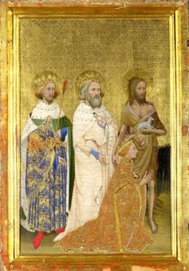 Ricardo II de Inglaterra con sus santos patronos (Panel interior izquierdo del díptico de Wilton) de Master of the Wilton Diptych
