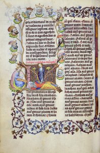 Ms 289.3 f.67v El árbol de Jesé surgiendo de una inicial, del Evangelio de San Mateo, Utrecht, c.1425