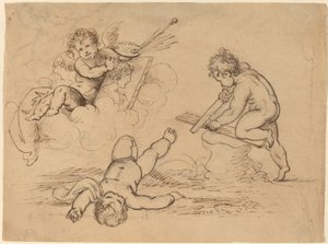 Alegoría: Cuatro putti de Mather Brown