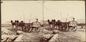 Carro del ejército que se dirige al almacén del economato de City Point para recoger suministros de Mathew B. Brady