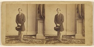 [Joven no identificado de pie, sosteniendo un sombrero de copa y un bastón] de Mathew B. Brady