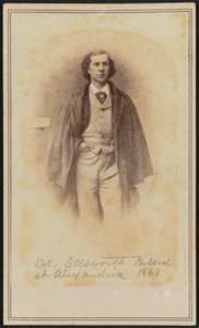 Retrato en carte-de-visite del Coronel Elmer Ephraim Ellsworth, 1861 de Mathew Brady