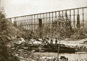 Puente de Falling Water, Ferrocarril de Nashville y Chattanooga, 1861-65 de Mathew B. Brady