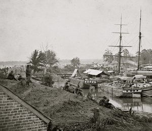 Desembarco en la Casa Blanca en el Pamunkey, 1862 de Mathew B. Brady