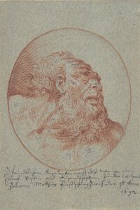 Cabeza de un hombre barbudo mirando a la derecha de Mathias Fussli