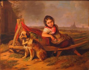 Niña con perro frente a Viena de Mathias Ranftl