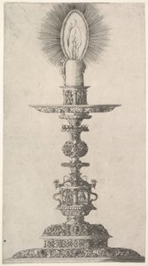 Candelabro con Vela Encendida de: Insigne Ac Plane Novum Opus Cratero graphicum, Ein n..., 1551 de Mathias Zundt