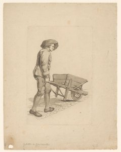 hombre con carretilla Hombres y mujeres de pie con ropa diferente (título de la serie) Colección de varias poses masculinas y femeninas vestidas, para el ejercicio de jóvenes pintores y entusiastas (título de la serie) de Mathias de Sallieth