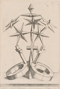 Una perspectiva de siete estrellas equilibradas en tres cruces