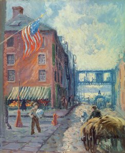 Casa de la familia Van Wyck, Nueva York, c.1923 (óleo sobre tabla de artista) de Matilde Browne