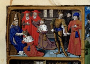 Escenas de la vida de Carlomagno (742-814) Rey de los Francos: la coronación por el Papa León III de Maître François