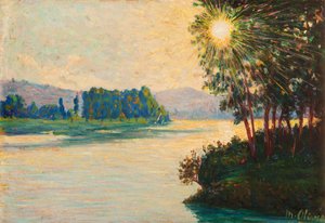 Sol naciente en el río (óleo sobre tabla) de Matteo Pietro Olivero