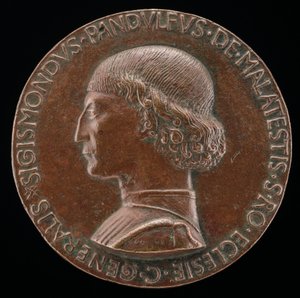 Sigismondo Pandolfo Malatesta, 1417-1468, Señor de Rimini y Fano [anverso], 1446 de Matteo di Andrea de Pasti