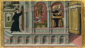 La visión de San Agustín de los santos Jerónimo y Juan Bautista, 1476 de Matteo di Giovanni di Bartolo