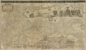 Mapa de Italia de 1630 de Matthaeus Greuter, publicado en 1657 por Stefano Scolari de Matthaus Greuter