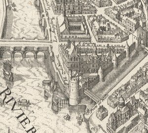 Hôtel de Nevers en el plano Merian de París de 1615 - David Rumsey de Matthaus Merian