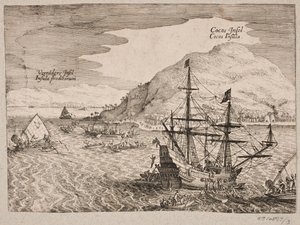 Sobre el desembarco de los holandeses en la Isla del Coco de Matthäus Merian d.Æ.