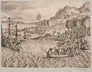 Sobre el desembarco de los holandeses en la isla sin fondo de Matthäus Merian d.Æ.