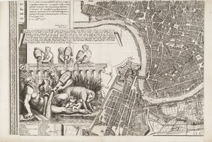 Mapa de Roma. Parte Inferior Izquierda de Matthaus Greuter