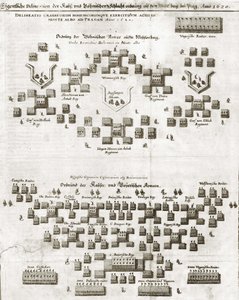 Plano de la Batalla de la Montaña Blanca, del Theatrum Europaeum de Matthaus Merian