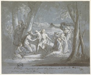 Telémaco y Calipso jugando con un Amor de Mattheus Ignatius van Bree