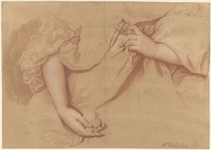 Estudio de un brazo izquierdo y derecho sobre un vestido amplio