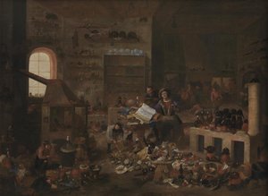 Un alquimista en su laboratorio de Mattheus van Helmont