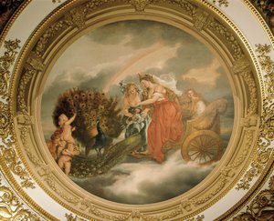 Juno en su carro atendida por dos pavos reales, techo del Salón Elizabeth de Matthew Cotes Wyatt