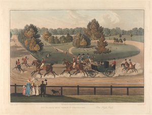 Coaching: Su Majestad el Rey Jorge IV. Viajando - Vista Hyde Park. de Matthew Dubourg