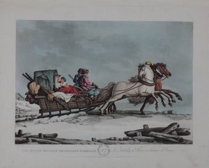 El carruaje de viaje ruso de invierno, 1810s de Matthew Dubourg