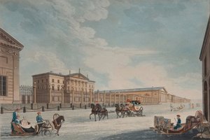 Vista del Banco Imperial y las tiendas en San Petersburgo, 1815 de Matthew Dubourg