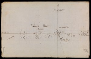 Carta del Arrecife del Naufragio, 1803, extraída de una colección de memorandos técnicos y correspondencia del Almirantazgo.