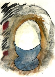 El huevo perfecto del soltero 1, 2021 (acuarela, carboncillo) de Matthew Hilton