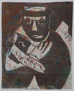 Salir de Inglaterra, 2006 (linograbado sobre mapa)